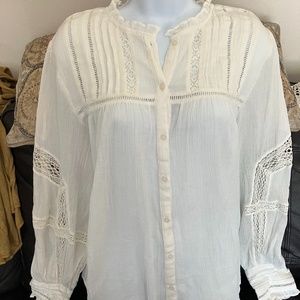FREE PEOPLE - Long Sleeve Button Up Blouse (Off White)